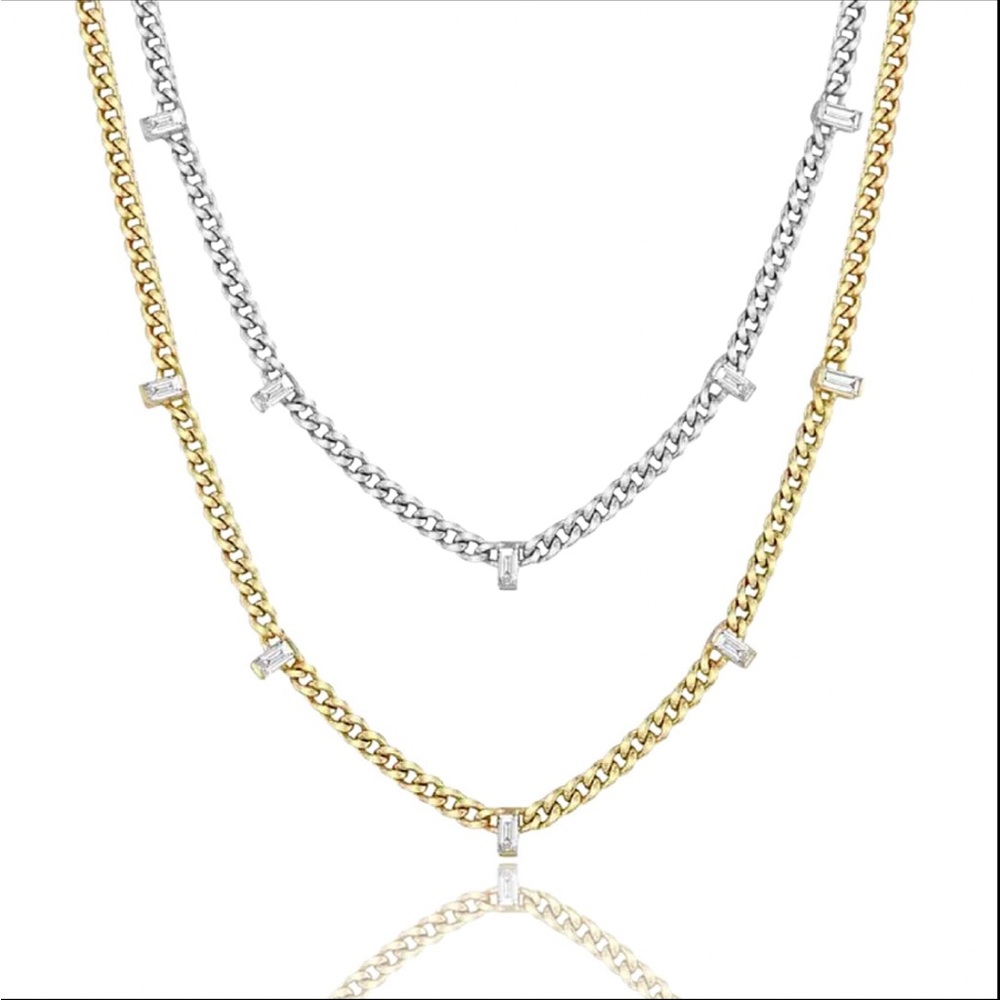 Baguette Curb Chain Necklace